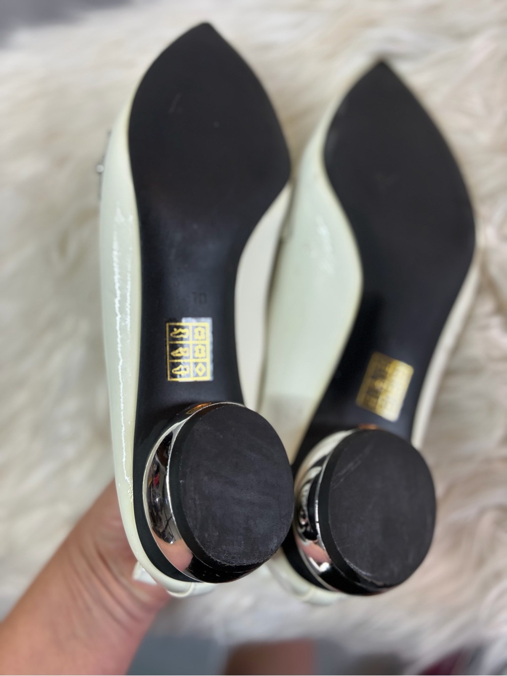 Jeffrey Campbell White Patent Pointed-Toe Flats with Crystal Buckles - Picture 7 of 10